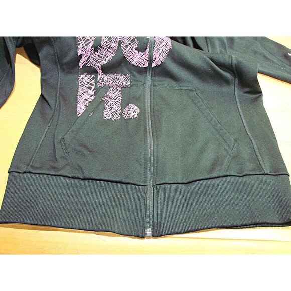 Womens Nike Therma Fit Zip Front Hoodie JUST DO IT Graphic Black Pink Size Small - Picture 8 of 12